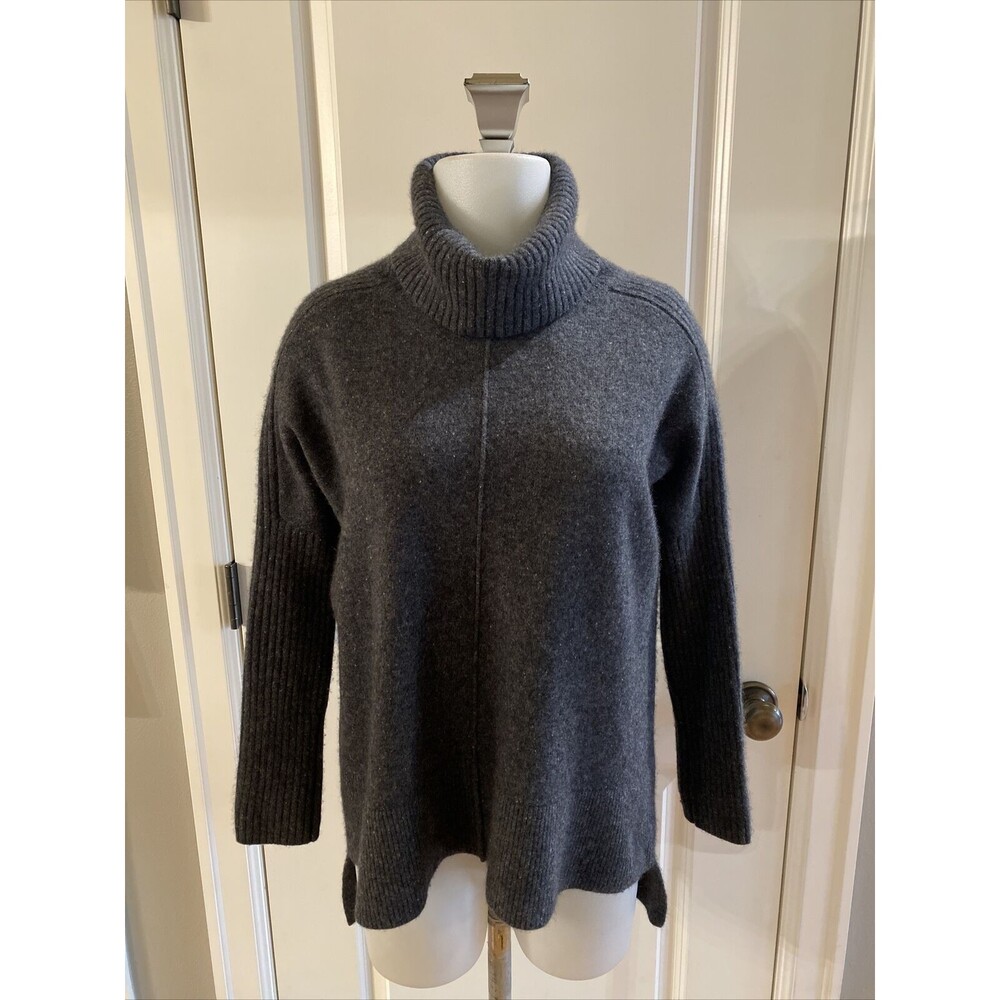 Saks Fifth Avenue Gray‎ Hi-Low 100% Cashmere Turtleneck Sweater Size XS
